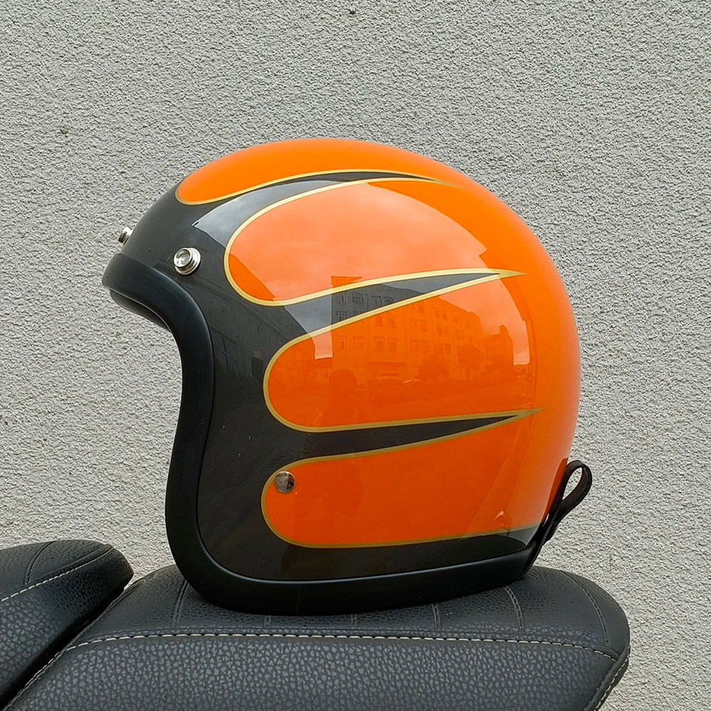 Chopper Low Profile Vintage Motorcycle Helmet - DOT and ECE Approved