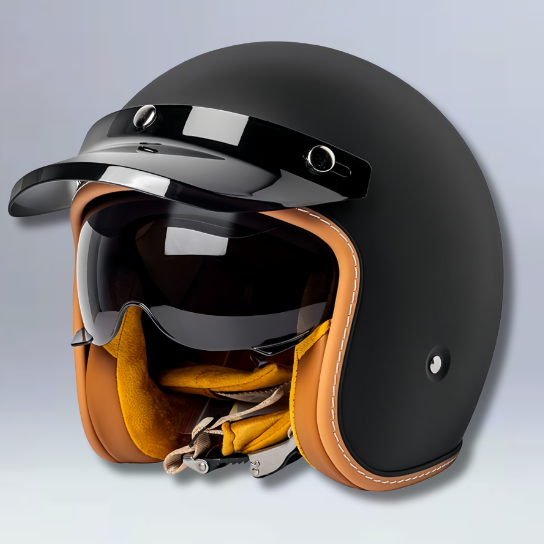 Retro Semi-open Motorcycle Helmet - DOT and ECE Approved