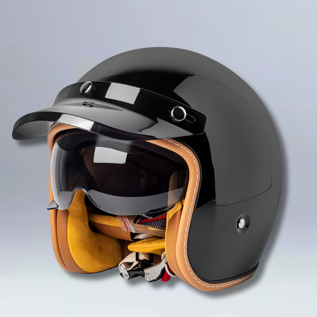 Retro Semi-open Motorcycle Helmet - DOT and ECE Approved