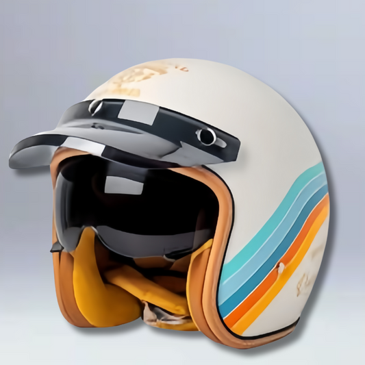 Retro Semi-open Motorcycle Helmet - DOT and ECE Approved